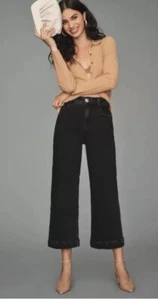 PILCRO Anthropologie The Skipper Black High Rise Crop Wide Leg Jeans Size 32 - Bild 1 von 10