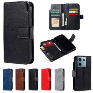 Funda tipo billetera de cuero abatible para teléfono Xiaomi Poco M6 Pro Redmi Note 13 Pro - Imagen 1 de 41