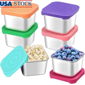 6Pack Stainless Steel Snack Containers Kids Portable Leak Proof Lunch Boxes New - Picture 1 of 7