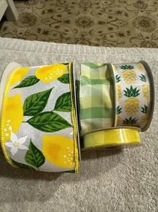 Vier Mischungen aus neuen & gebrauchten Drahtrollen Handwerk Band Sommer Zitronen Ananas kariert - Bild 1 von 1