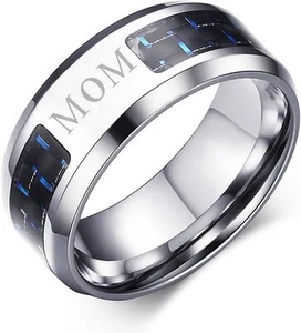 Women 8MM MOM Mother Ring for Mama Grandma Stainless Steel Best Mom in The World - Picture 1 of 2