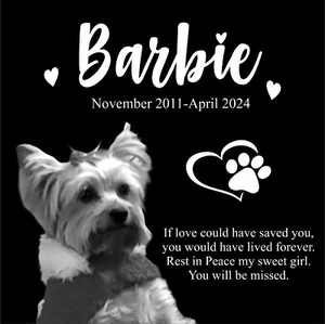 Marcador de tumba conmemorativo de mascotas personalizado placa de granito lápida humana 12x12 perro - Imagen 1 de 24