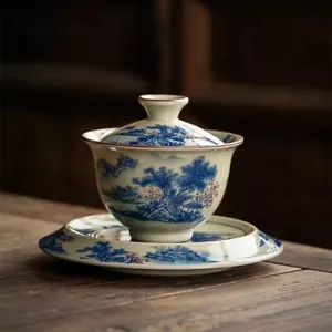 Landschaft chinesische Keramik Öffnung Gaiwan für Teeterrine Teegeschirr - Bild 1 von 6