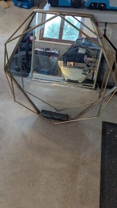 large hexagon mirror - gold vintage 3-d features 30 in x 30 in - Picture 1 of 2