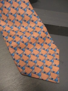 Corbata Ermenegilzo Zegna Usada en Excelente Condición Auténtica Amarilla Pelícano Pájaro Lino Seda Cuello - Imagen 1 de 4