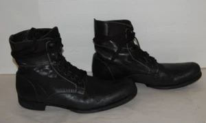 US 11 🔥ITALY JOHN VARVATOS Men's Black Leather Combat Biker Ankle Boots $1200 - Picture 1 of 12