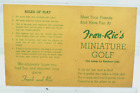 1950's FRAN-RIC's Miniature Course Golf Score Card - Memphis - Rainbow Lake