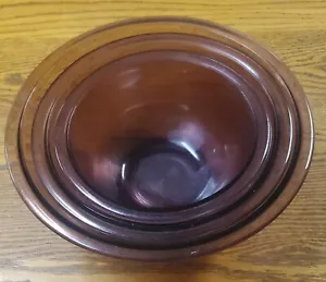 VTG Pyrex Amethyst Cranberry Mixing Bowl Set 3 Nesting Bowl 325 323 322 USA Made - Picture 1 of 8