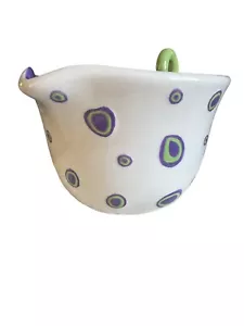 Ganz Large 5” X 9” Ceramic Batter Bowl “Bunny” Pattern Purple & Lime Green - Picture 1 of 8