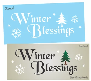 Joanie Stencil Winter Blessings Lodge Pine Tree Primitive Rustic Cabin Art Signs - Picture 1 of 8