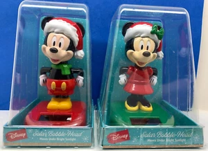 RUZ NEW Disney Mickey & Minnie Mouse Christmas Solar Bobble-Heads - Picture 1 of 7