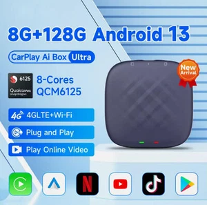 Android 13 Wireless Carplay AI BOX Android Auto GPS for BT Adapter 8+128GB - Picture 1 of 17
