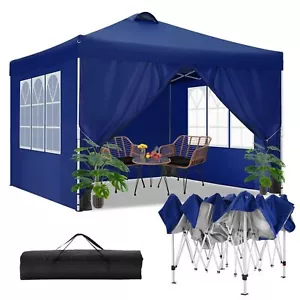 10'x10' Pop Up Canopy Tent with 4 Removable Sidewalls Outdoor Canopy for Parties - Picture 1 of 41