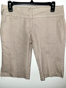 Charlotte Russe Bermuda Shorts Business Casual Brown Pinstripe Womens Size 7 - Picture 1 of 8