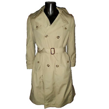 Vintage Men's 50s-60s Trench Coat Double Breasted British Tan Sz 40R