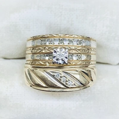 0.05 Ct 10k Yellow Gold Diamond Anniversary Engagement Wedding Ring Band Size 7 - Image 1 of 4