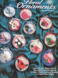 THE NEEDLECRAFT SHOP PLASTIC CANVAS FLORAL ORNAMENTS FLOWERS PATTERNS BOOKLET - Picture 1 of 2