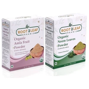 Root2Leaf Organic Amla Fruit Powder and Neem Leaf Powder 100g | Skin & Hair Care - Picture 1 of 17