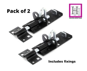 100mm / 4"  Brenton Bolt Strong Sliding Padlock Shed Gate Door Bolt Black 2 Pack - Picture 1 of 7