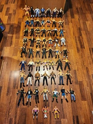 WWE/WWF/WCW Wrestling Action Figures Toys Jakks /Mattel Mostly 90’s Lot Of 59 - Image 1 of 4