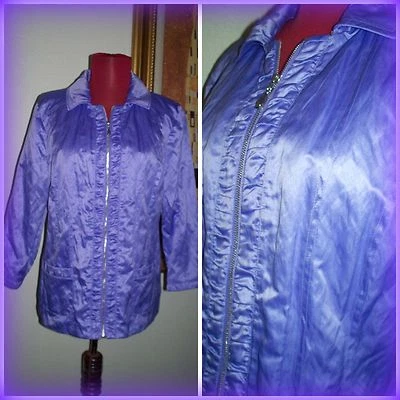 Laura Ashley Jacket Womens Pleated with Metal Zipper Lavender Blue M NEW - Image 1 of 4