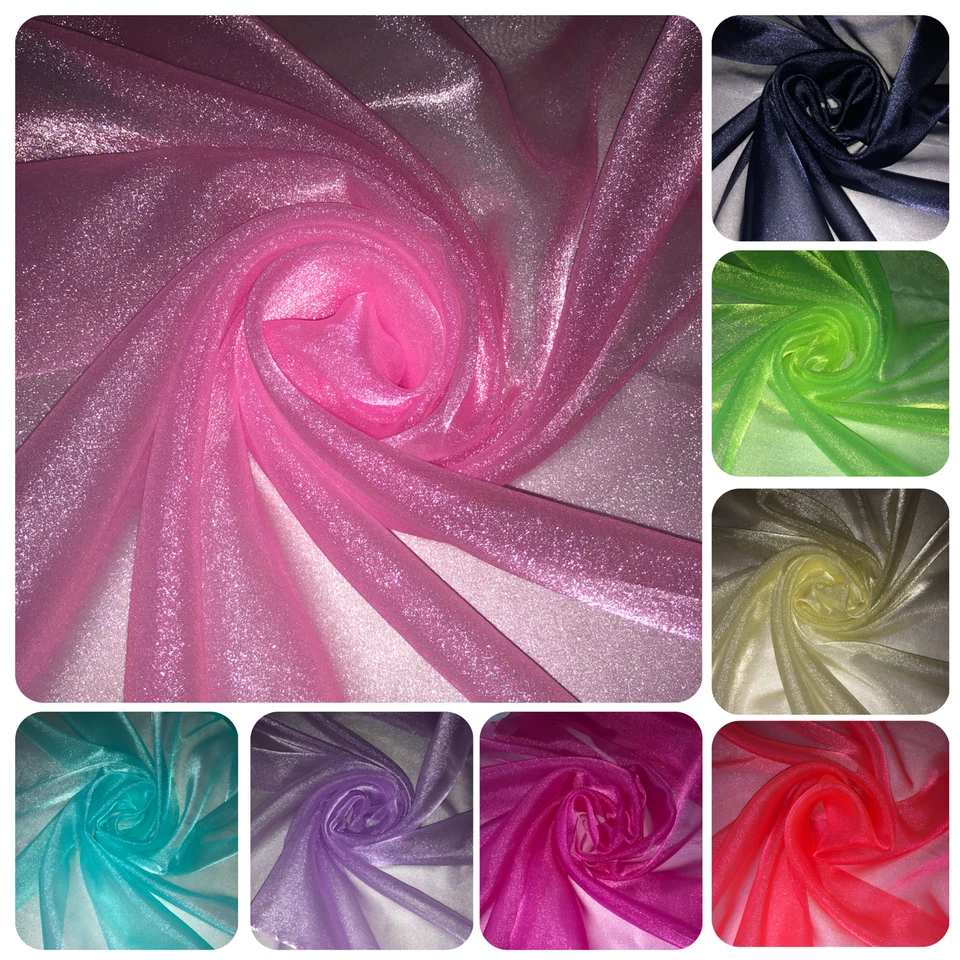 Sparkling Crystal Organza Fabric Sheer Voile Wedding Decorations 114cm Wide - Image 1 of 1
