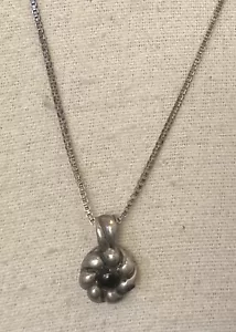 Vachi signierter Sterlingsilber Onyx Anhänger Box Kette 17" runder Wirbel 8 Gramm - Bild 1 von 6