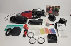 Canon AE-1 Program 35mm SLR Camera with everything pictured Tested all work - Picture 1 of 8