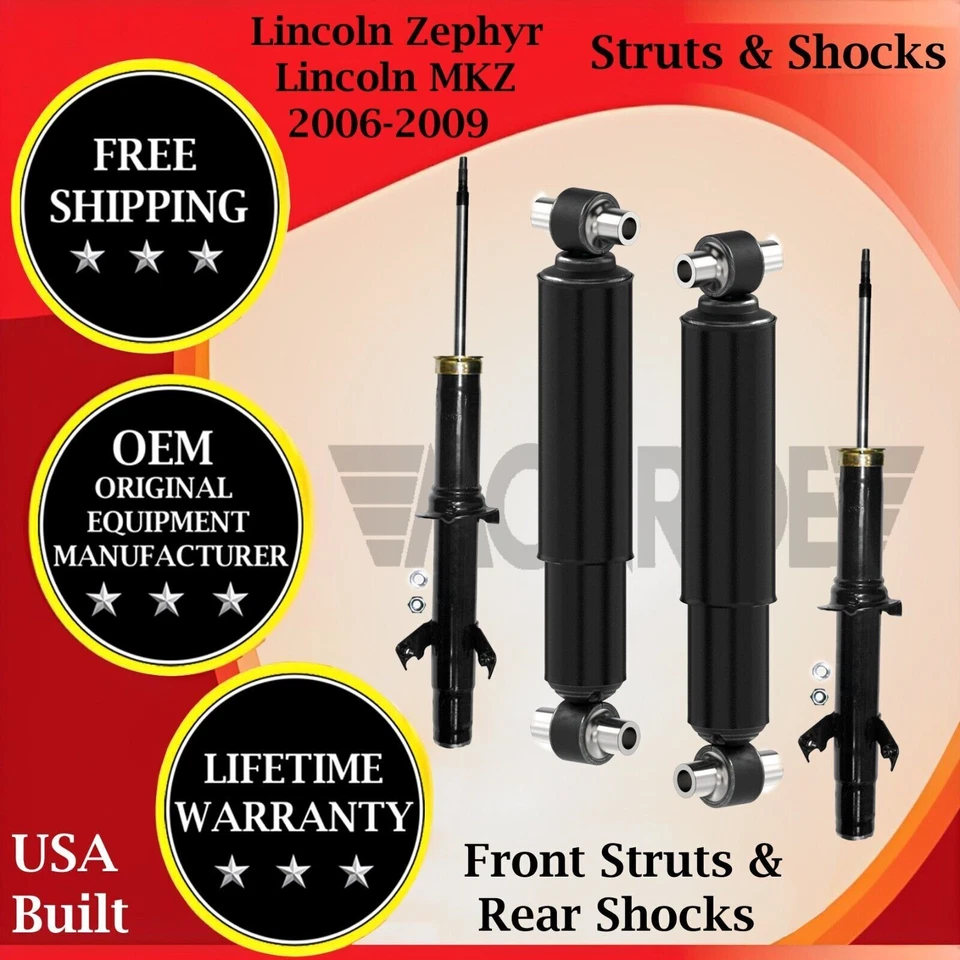 Monroe OEM Front Strut & Rear Shock For 2006-2009 Lincoln MKZ/Zephyr Lifetime W. - Изображение 1 из 4
