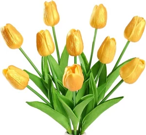 Flores de tulipanes artificiales de látex de tacto real 10 un. - Imagen 1 de 1
