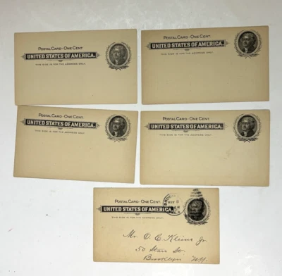 US Thomas Jefferson One Cent Postal Card Lot Used & Unused West Shore Railroad - Image 1 of 4