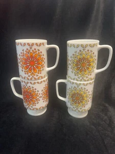 Tazas de café florales apilables de pedestal de patas vintage (juego de 4) - Imagen 1 de 7