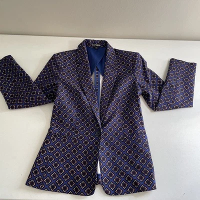 Blazer Express Mujer Cierre de Botones Ajuste A Medida Azul Floral Talla 6 Chic Business Foto 1 de 4