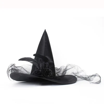 Sombrero de bruja para fiesta de disfraces y Halloween - Disfraz de bruja negra para mujer y niña... Foto 1 de 4
