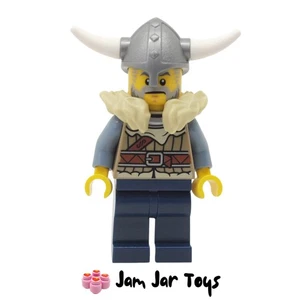 LEGO Viking Dark Tan Jacket and Fur Collar Silver Helmet VIK040 F30 - Picture 1 of 3