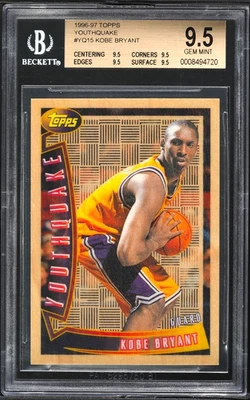1996-97 Topps Youthquake #YQ15 Kobe Bryant Lakers novato BGS 9,5 verdadera joya Foto 1 de 2