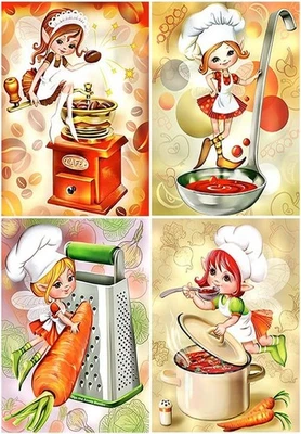 DCIDBEI Diamond Painting Küchenmotiv 4er Set 30x40 cm Kaffee Bilder für die K