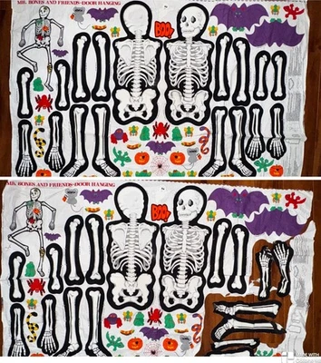 Lot 2 Cranston Mr. Bones & Friends Glow-in-Dark Skeleton Panels 1 Uncut + 1 Cut - Image 1 of 4