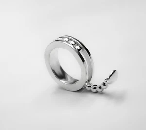 Sterling Silver Sphere Ring with Decorative Element, Cute Spoon Ring, Bump Ring - Picture 1 of 8