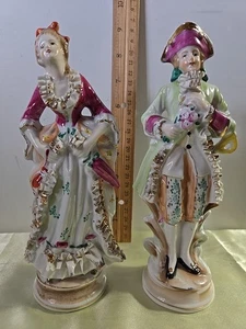 Zwei alte handbemalte Wales Japan Biskuit Porzellan Figuren - Bild 1 von 11