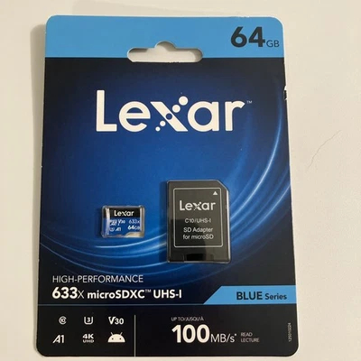 Lexar MicroSDXC UHS-I Card 64GB V30 U3 With SD Adapter - Image 1 of 4