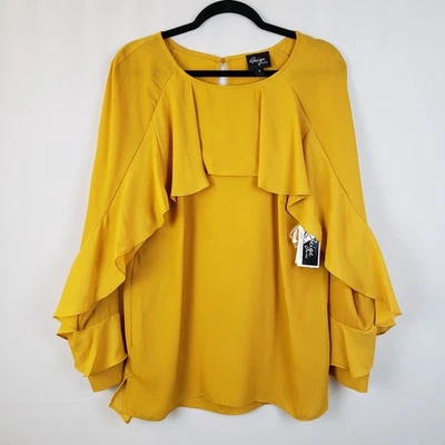 Beige By Eci Blouse Sz 10 Ruffle Front Romantic Fall Forest Fairy Thanksgiving  - Image 1 of 4