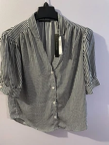 Tahari Gr. Small Nightlife weiß gestreifte Button Down Bluse, T Tahari, Bluse, - Bild 1 von 9