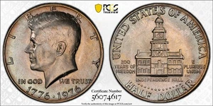 MS65 1976 Kennedy Bicentenario Mezzo Dollaro PCGS Trueview - Album ben tonico - Foto 1 di 5