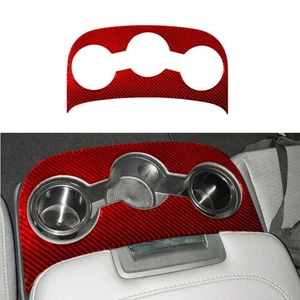 Red Carbon Fiber Interior Center Armrest Cupholder Cover Trim For Dodge RAM 1500 - Picture 1 of 12