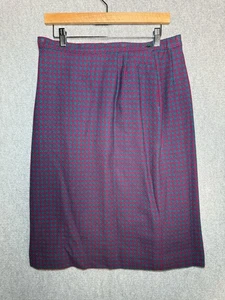 Pendleton 100% Virgin Wool Houndstooth Pencil Skirt Magenta Teal Size 16 USA VTG - Picture 1 of 5