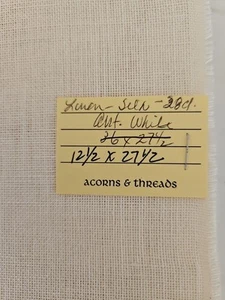 28 Count ANTIQUE WHITE 12-1/2" x 27-1/2" Linen Silk Counted Cross Stitch Fabric - Picture 1 of 3