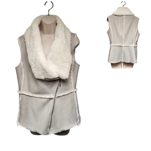 WHITE HOUSE BLACK MARKET Taupe/Cream Faux Suede Zip-Up Vest Size SM - Picture 1 of 10