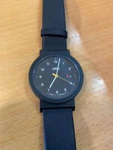 BRAUN Watch EVO AW10 Men's Black Dial Analog Quartz SS Leather Belt Used - Picture 1 of 5