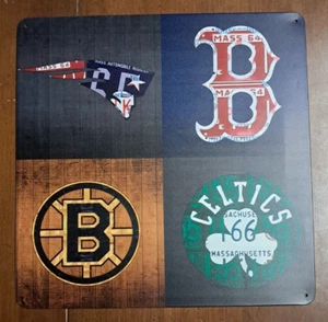 Boston Sports Tin Metal Sign PATRIOTS, RED SOX, BRUINS, CELTICS 12" X 12" - Picture 1 of 1